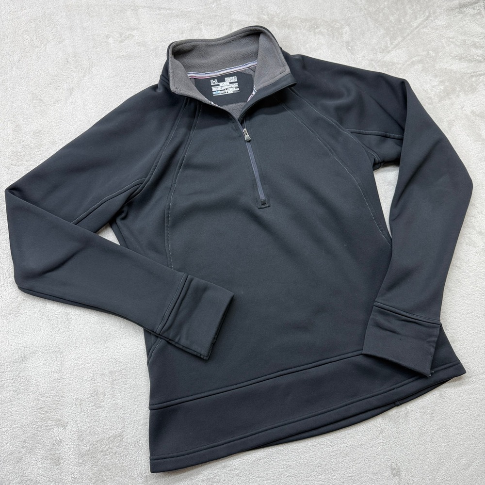 Under‎ Armour Shirt Women's Medium Quarter Zip Pullover Black ColdGear Running